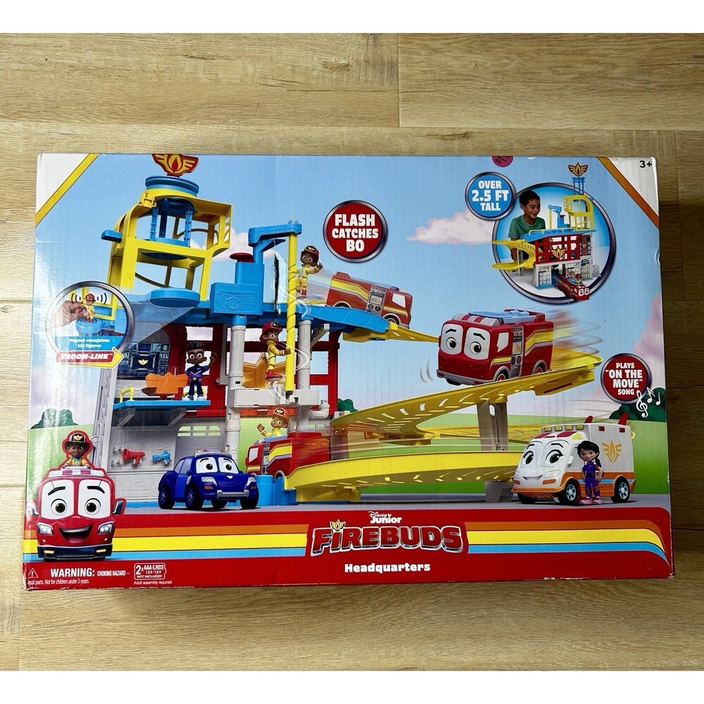 NEW Disney Junior Firebuds Doll Playset Bo Flash Firetruck Dual Launch System